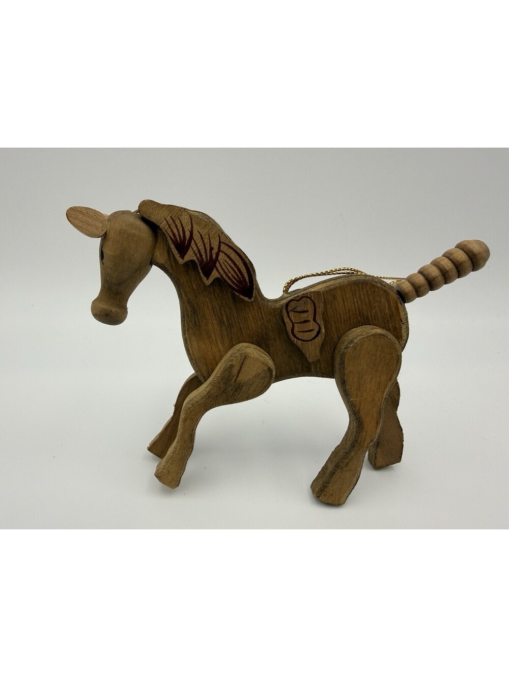 Kurt S Adler Santas World Holiday Trim Vintage Wooden Horse Ornament